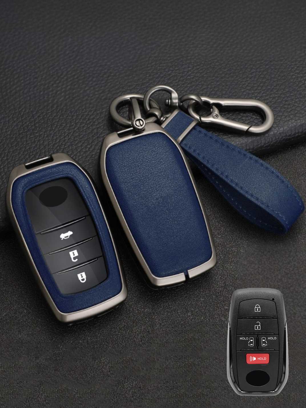 Toyota Key Fob Cover with Leather & Metal Frame