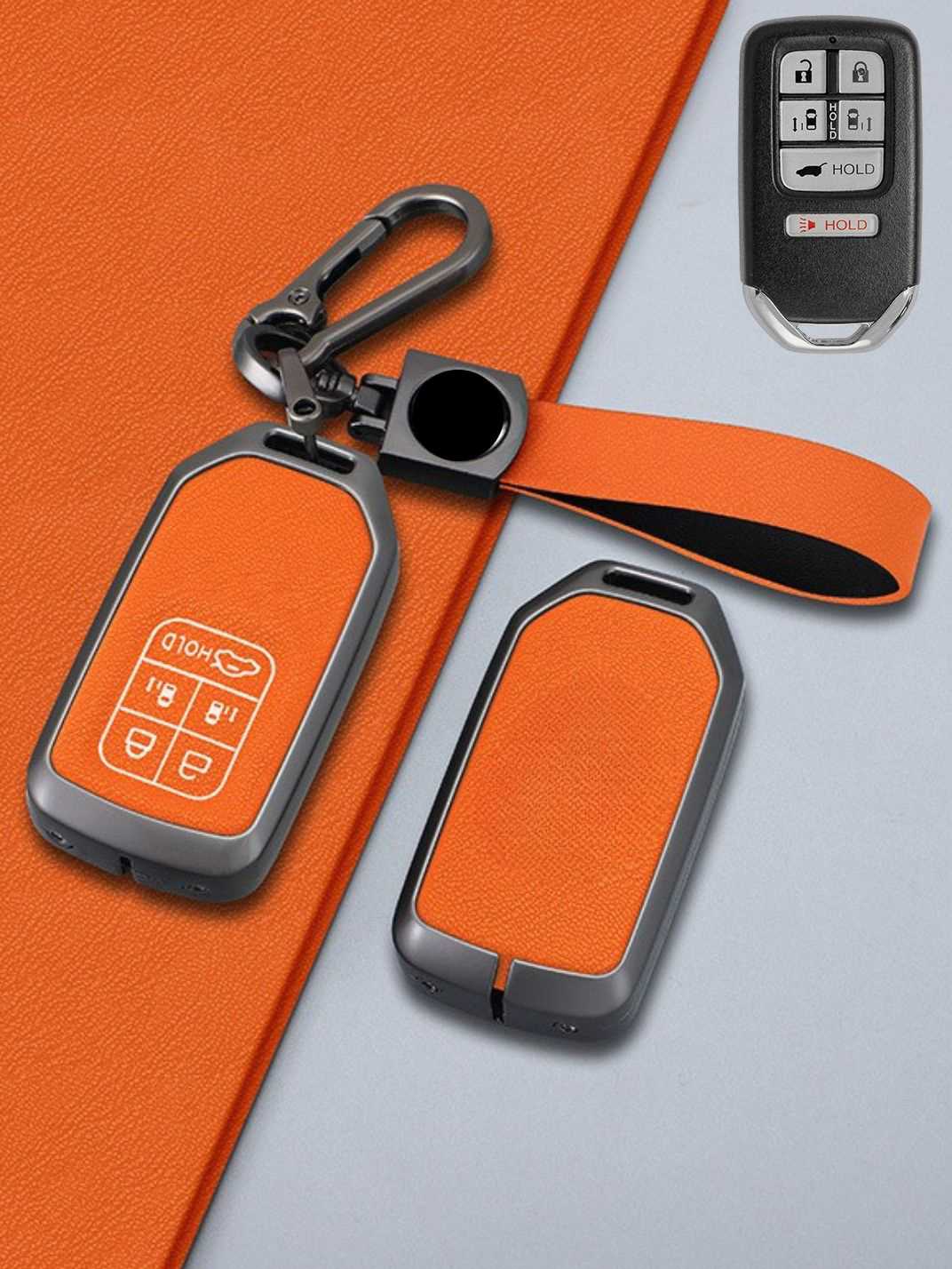 Honda Key Genuine Leather & Metal Frame