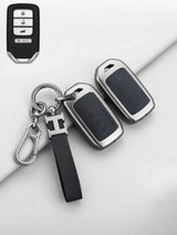 Vintage Leather Metal Alloy Honda Key Cover