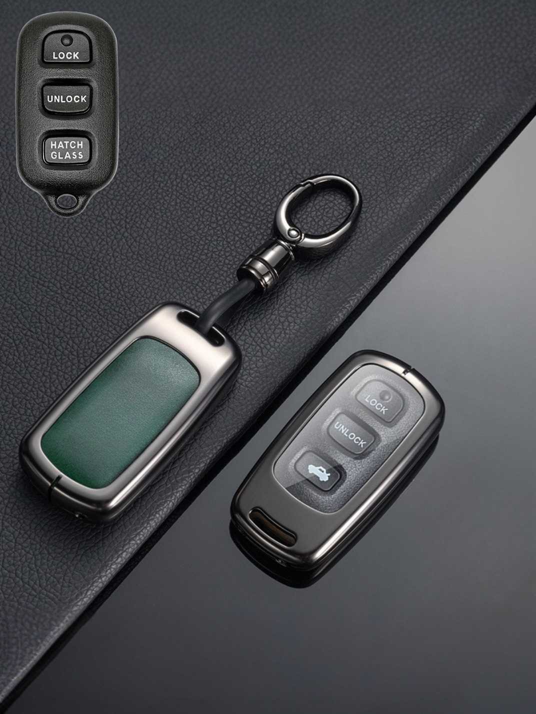 Vintage Leather Metal Alloy Toyota Key Cover