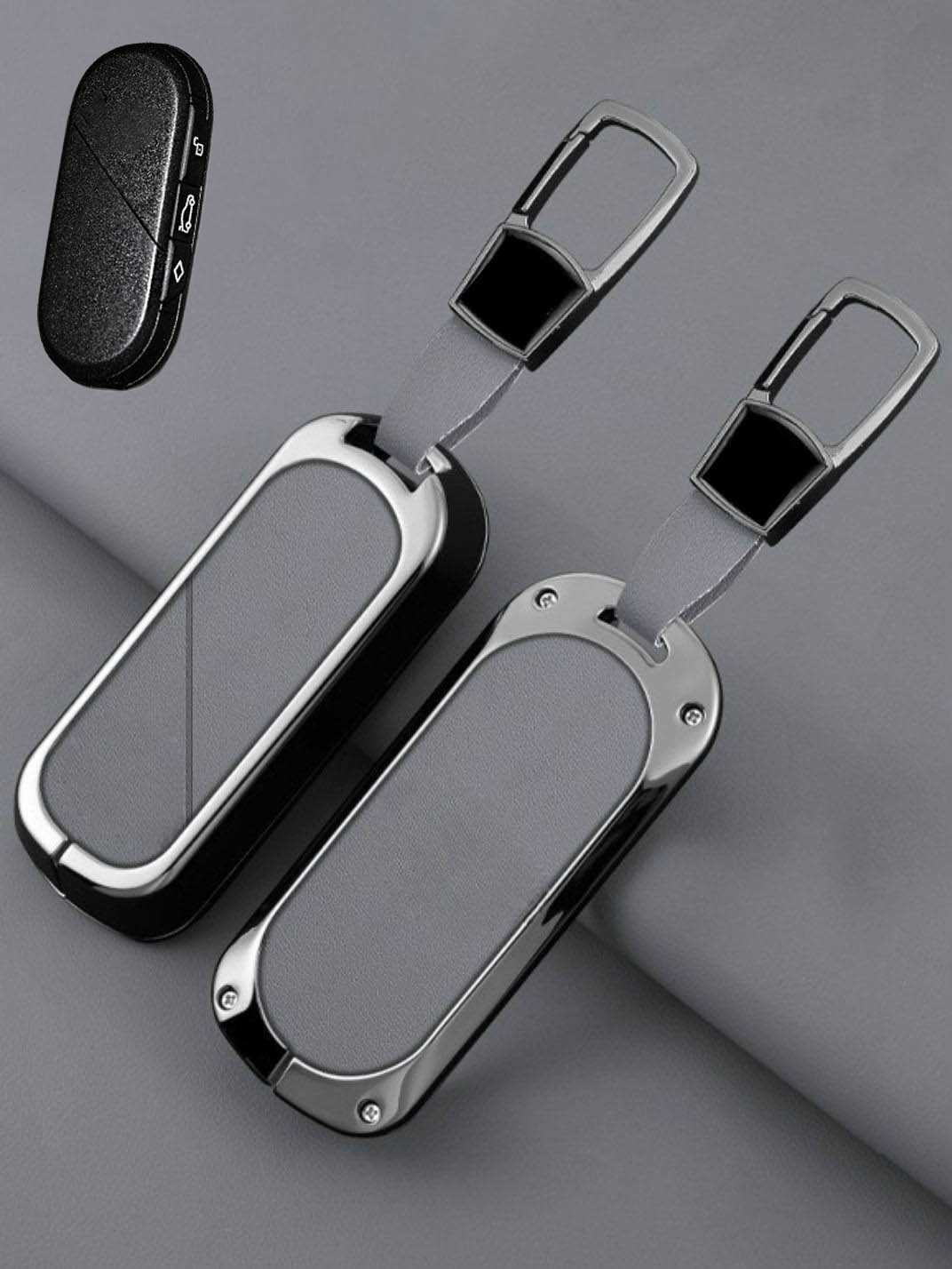 MINI Key Fob Cover with Leather & Metal Frame