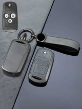 Vintage Leather Metal Alloy Honda Key Cover