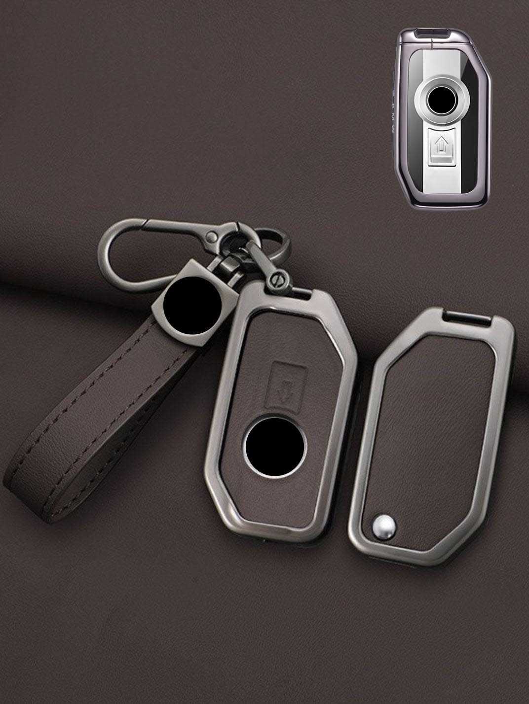 BMW Motorcycle Key Genuine Leather & Metal Frame