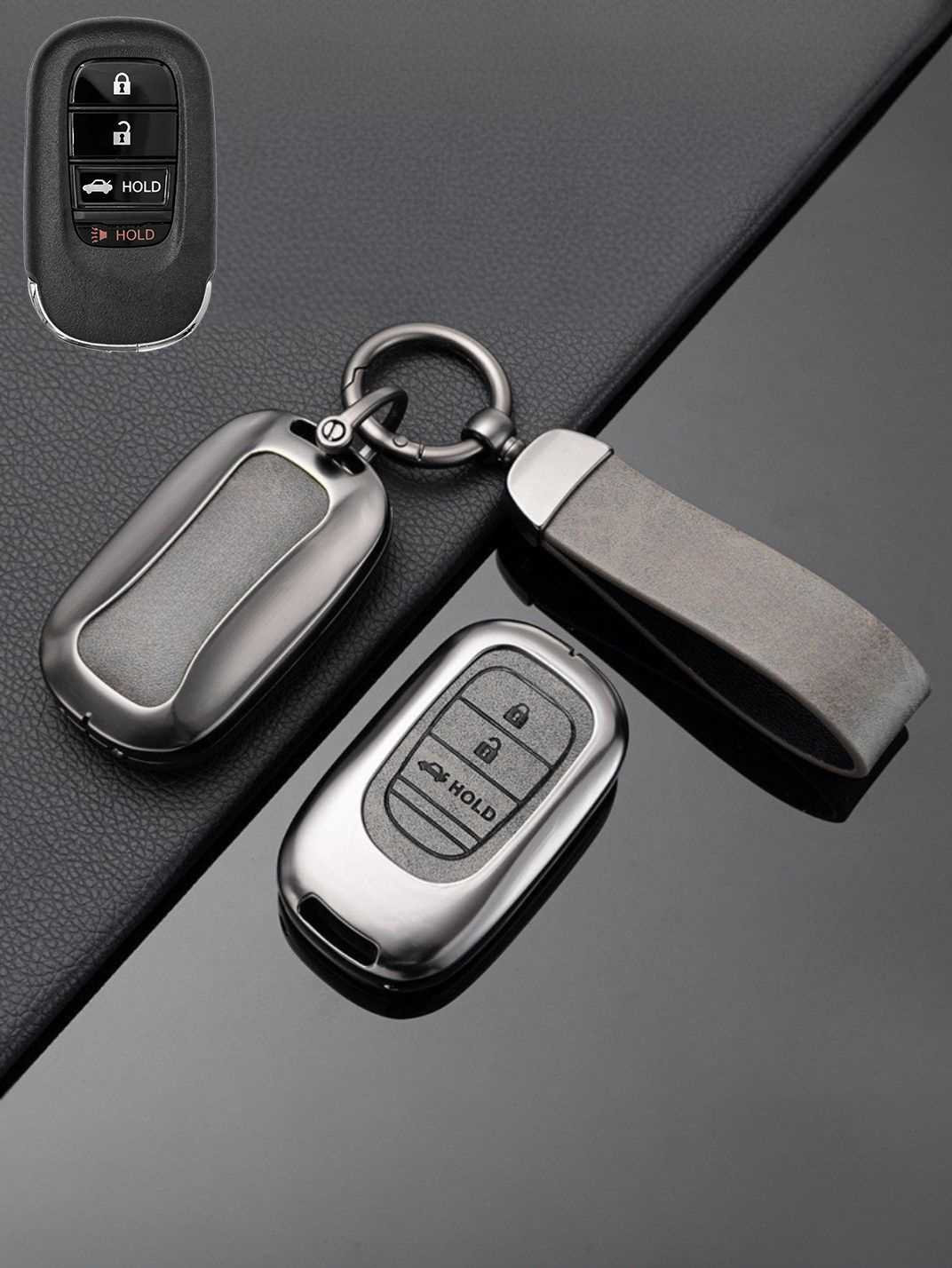 Honda Key Genuine Leather & Metal Frame