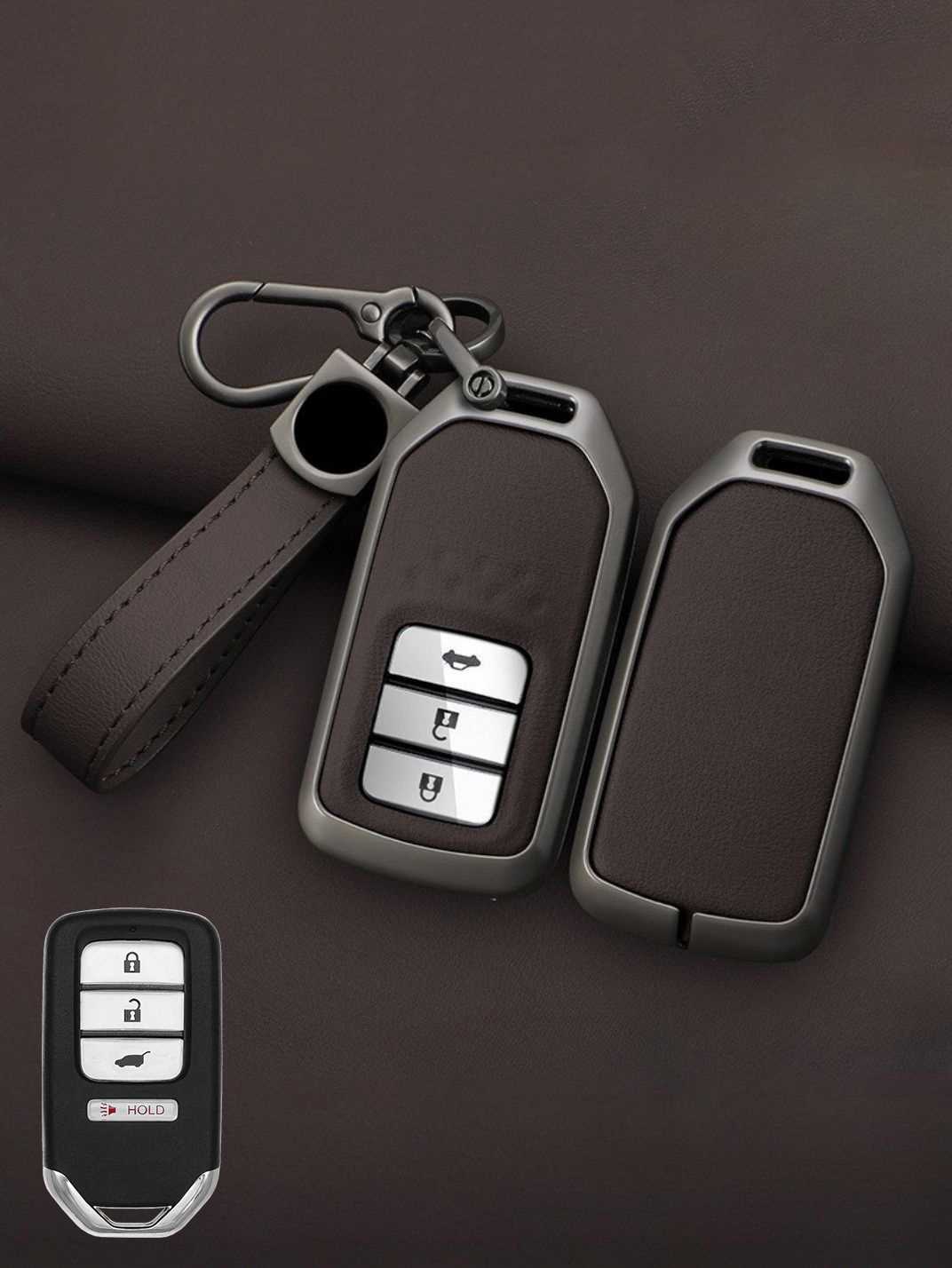 Honda Key Genuine Leather & Metal Frame
