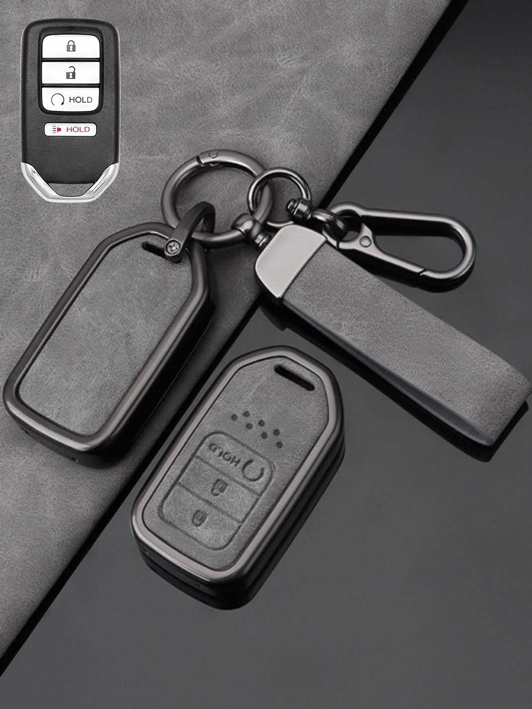 Honda Key Genuine Leather & Metal Frame