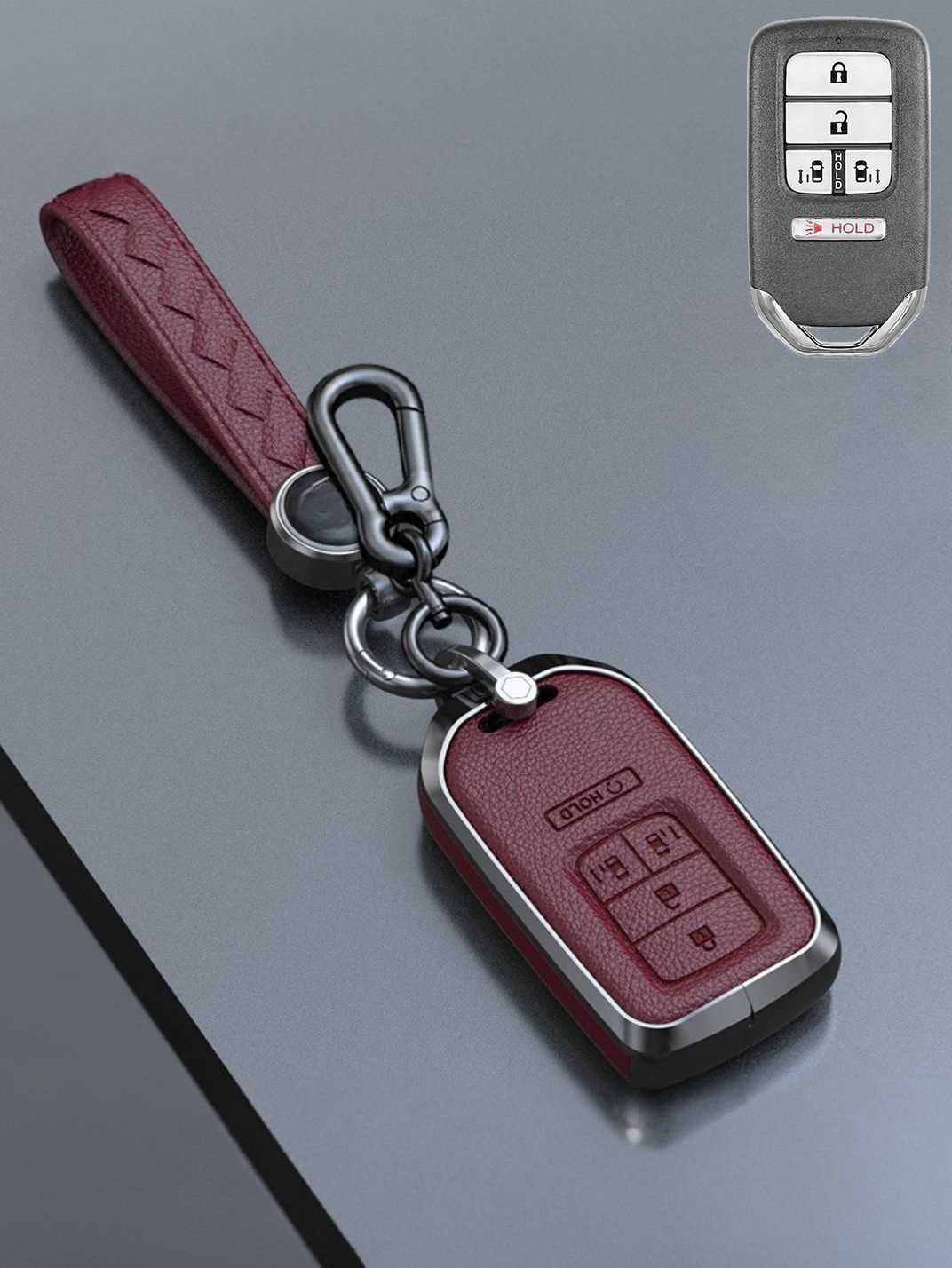 Honda Key Genuine Leather & Metal Frame