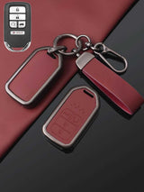 Vintage Leather Metal Alloy Honda Key Cover