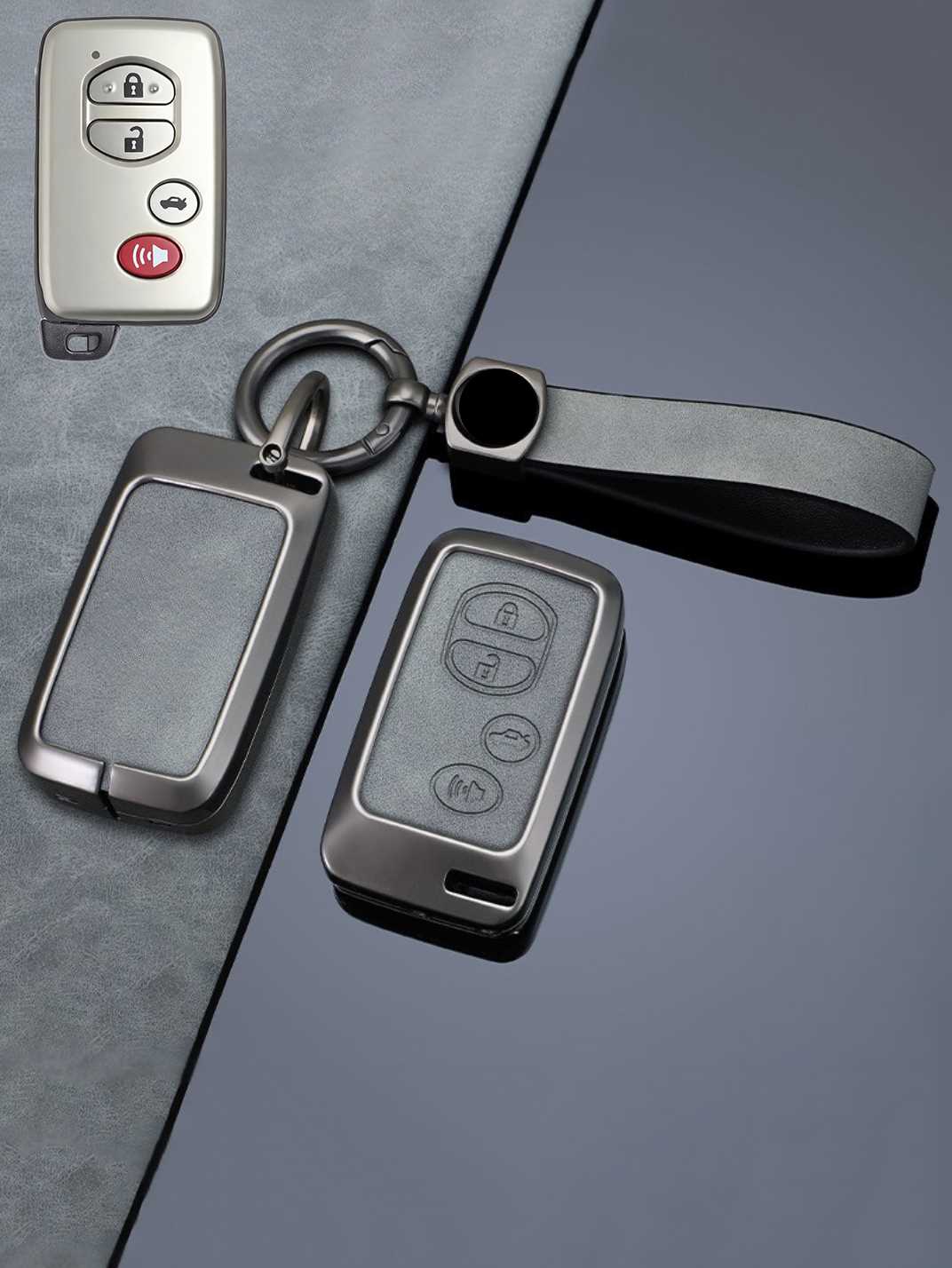 Vintage Leather Metal Alloy Toyota Key Cover