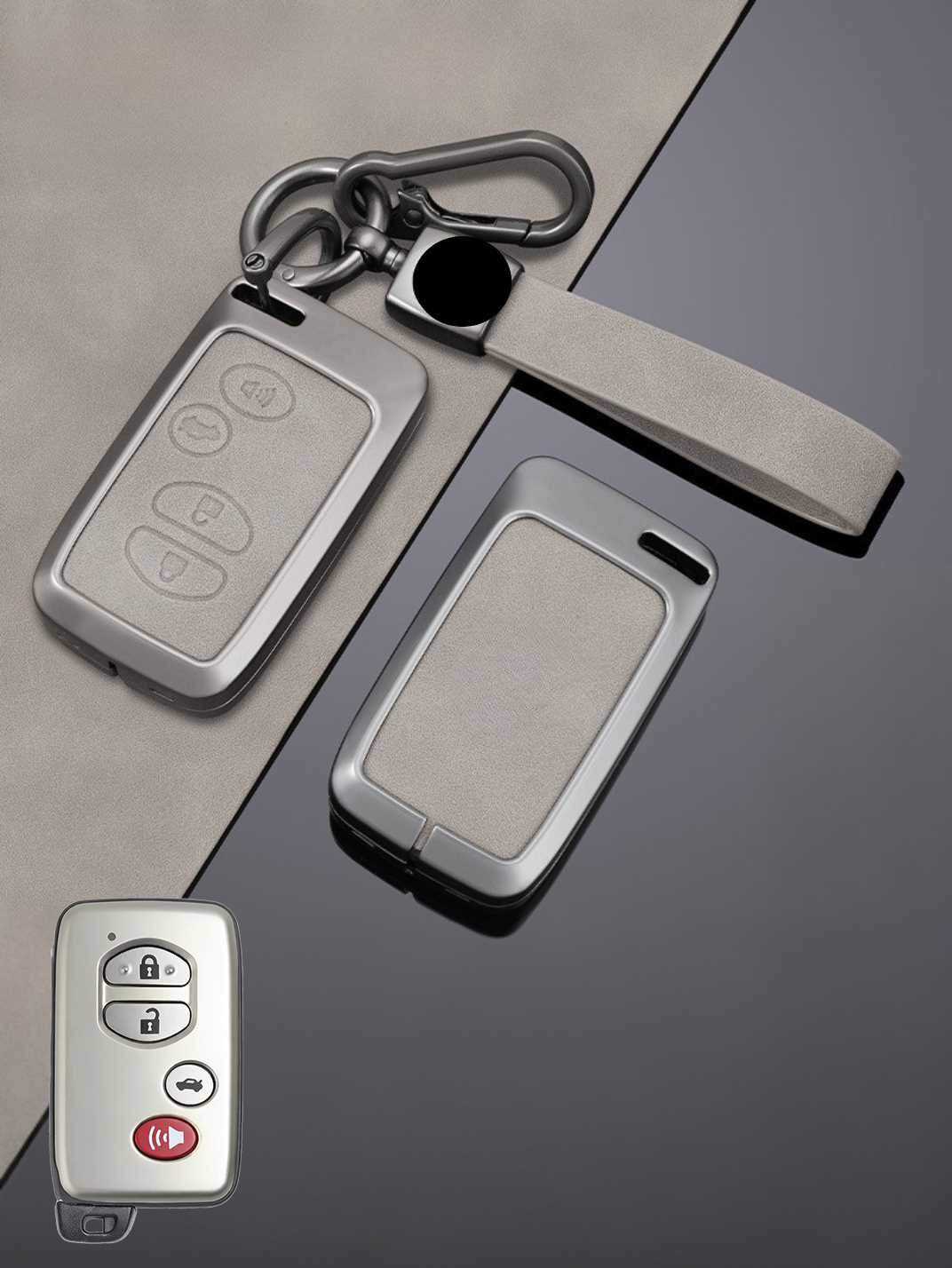 Vintage Leather Metal Alloy Toyota Key Cover