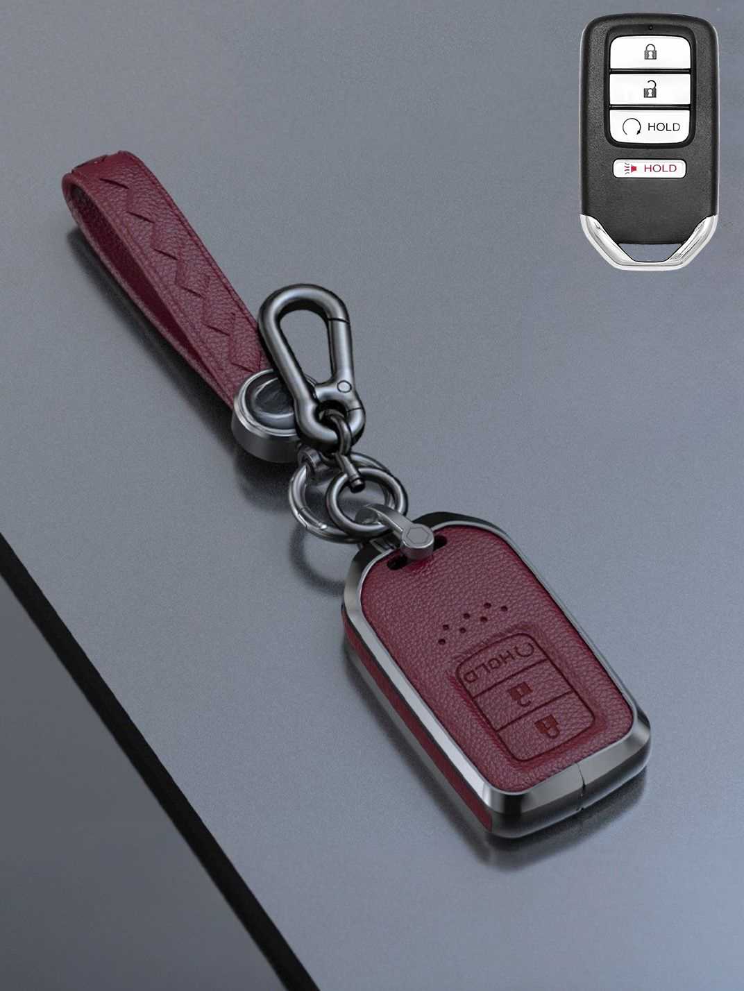 Honda Key Genuine Leather & Metal Frame