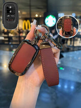 Vintage Leather Metal Alloy Honda Key Cover