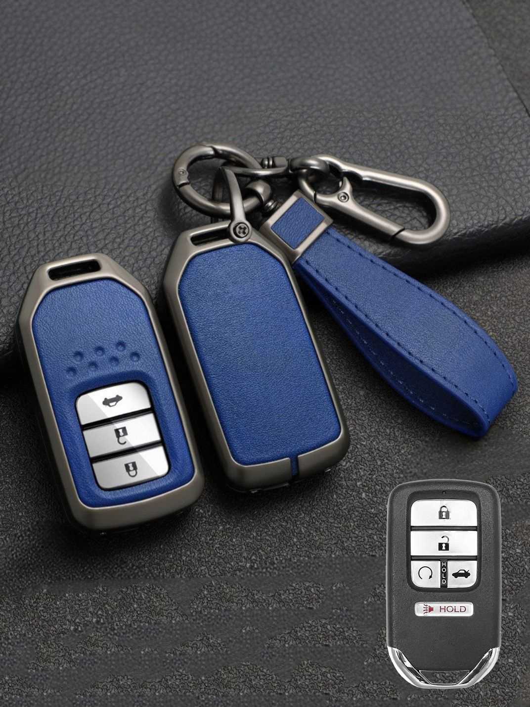 Vintage Leather Metal Alloy Honda Key Cover