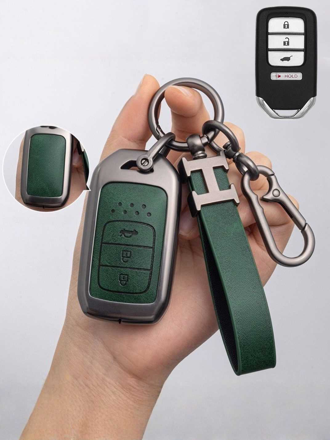 Honda Key Fob Cover with Leather & Metal Frame