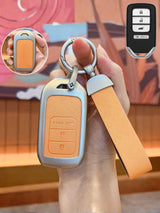 Honda Key Fob Cover with Leather & Metal Frame
