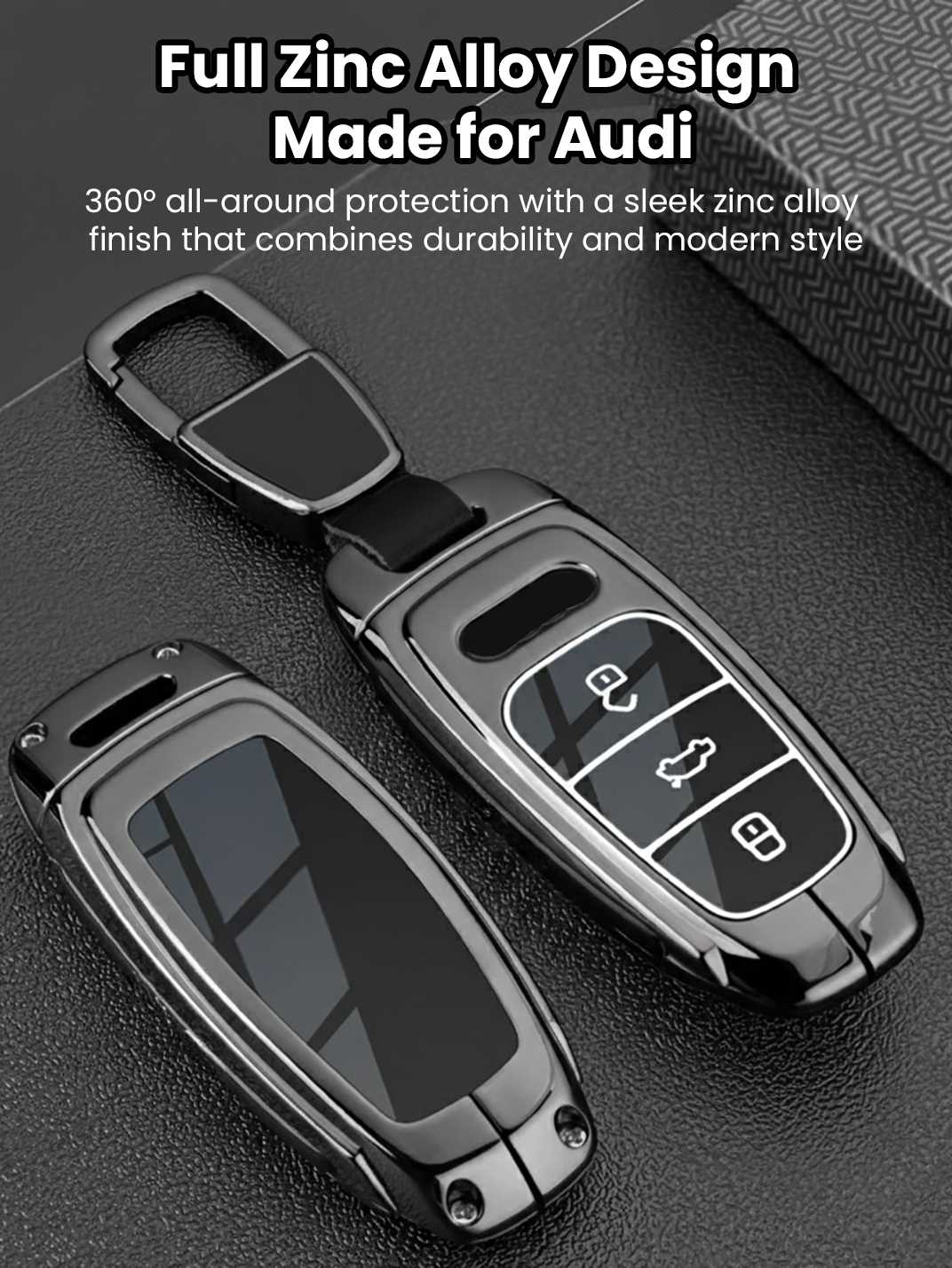 Heavy-Duty Zinc Alloy Audi Key Fob Cover