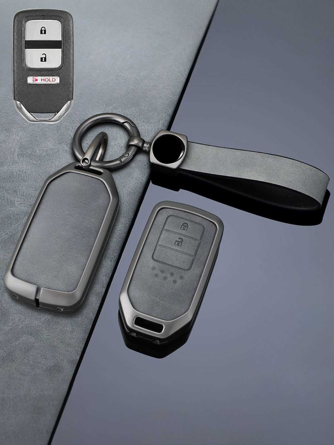 Vintage Leather Metal Alloy Honda Key Cover
