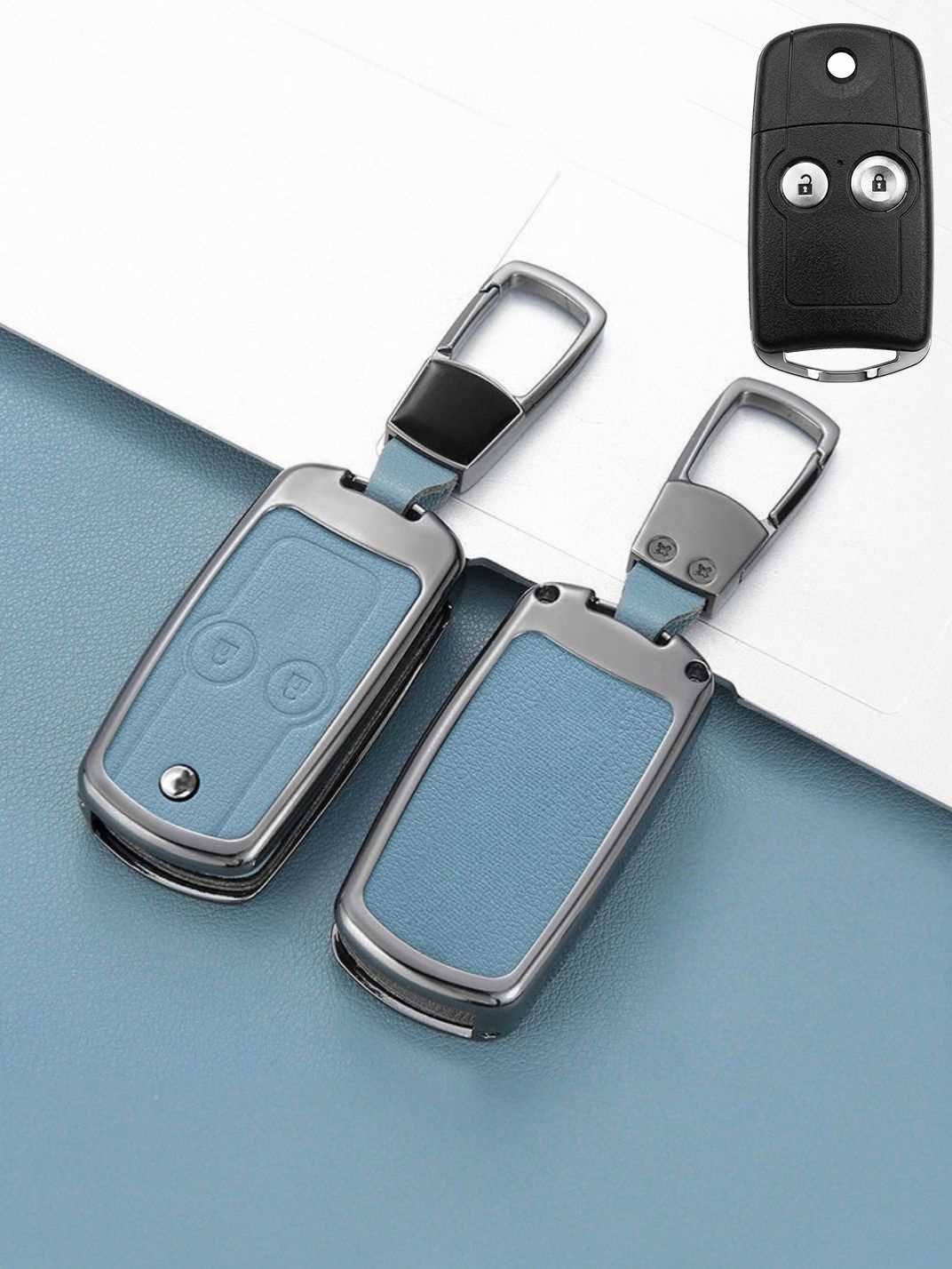 Honda Key Fob Cover with Leather & Metal Frame