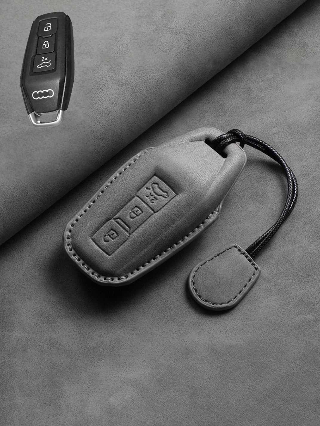 Vintage Leather & Metal Alloy Audi Key Cover