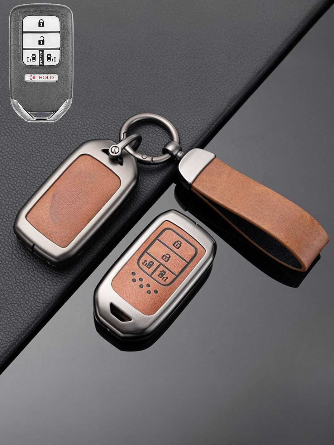 Honda Key Genuine Leather & Metal Frame