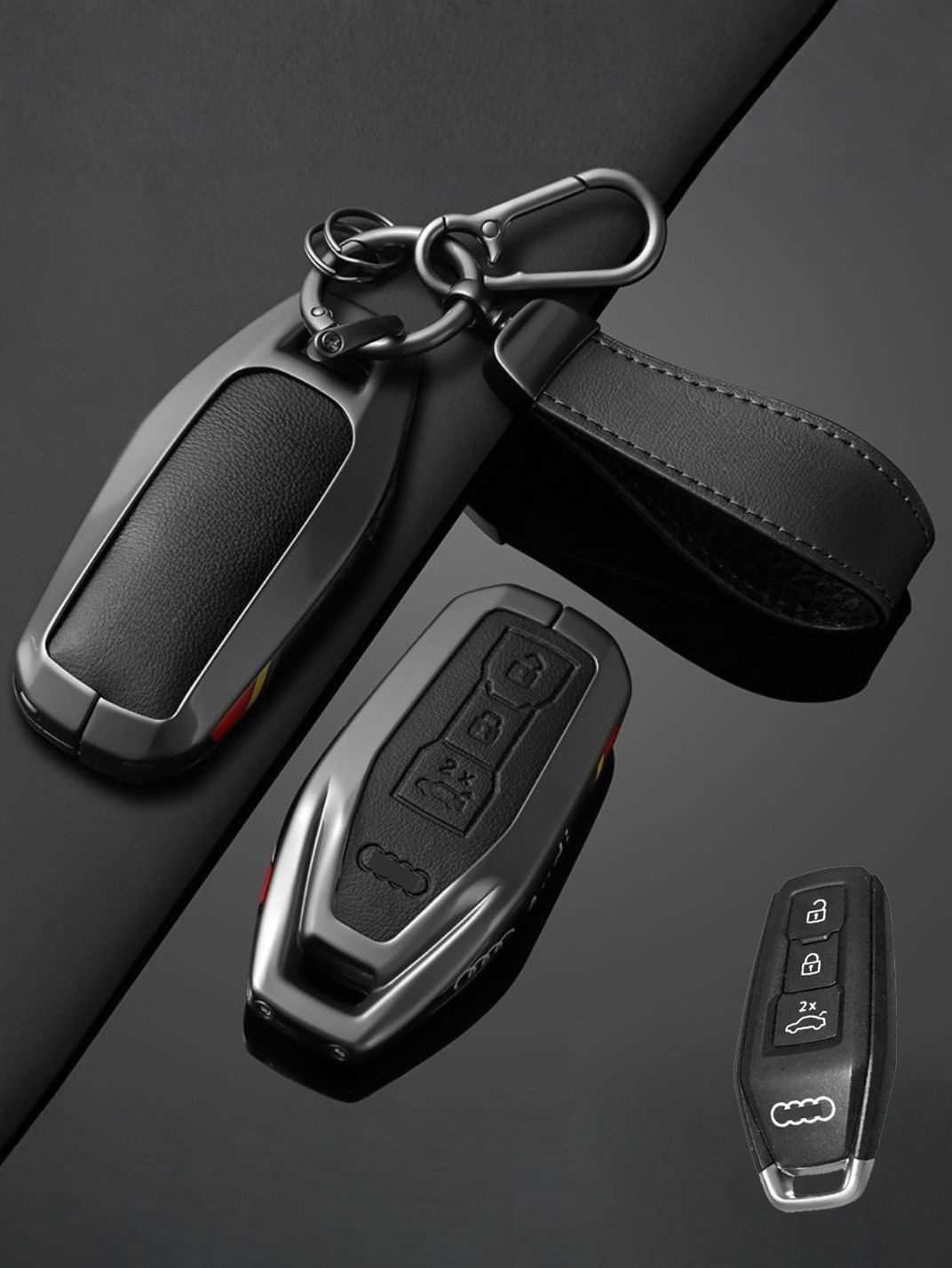 Audi Key Genuine Leather & Metal Frame Cover