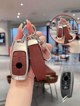 Vintage Leather & Metal Alloy Mercedes Key Cover