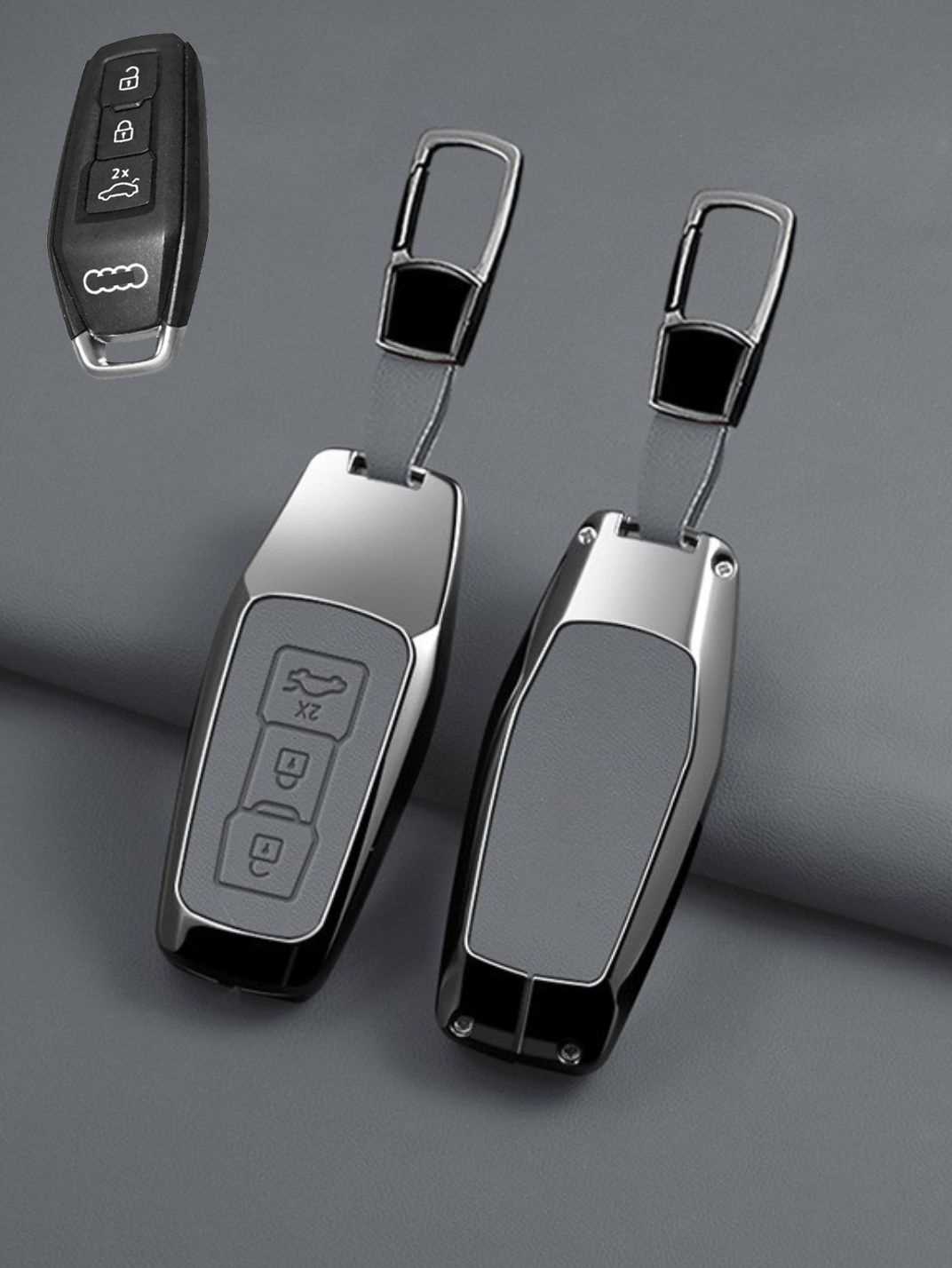 Audi Key Genuine Leather & Metal Frame Cover