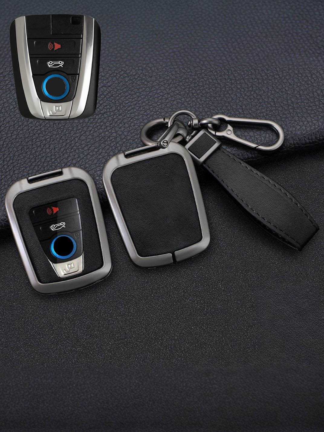 Vintage Leather Metal Alloy BMW Key Cover