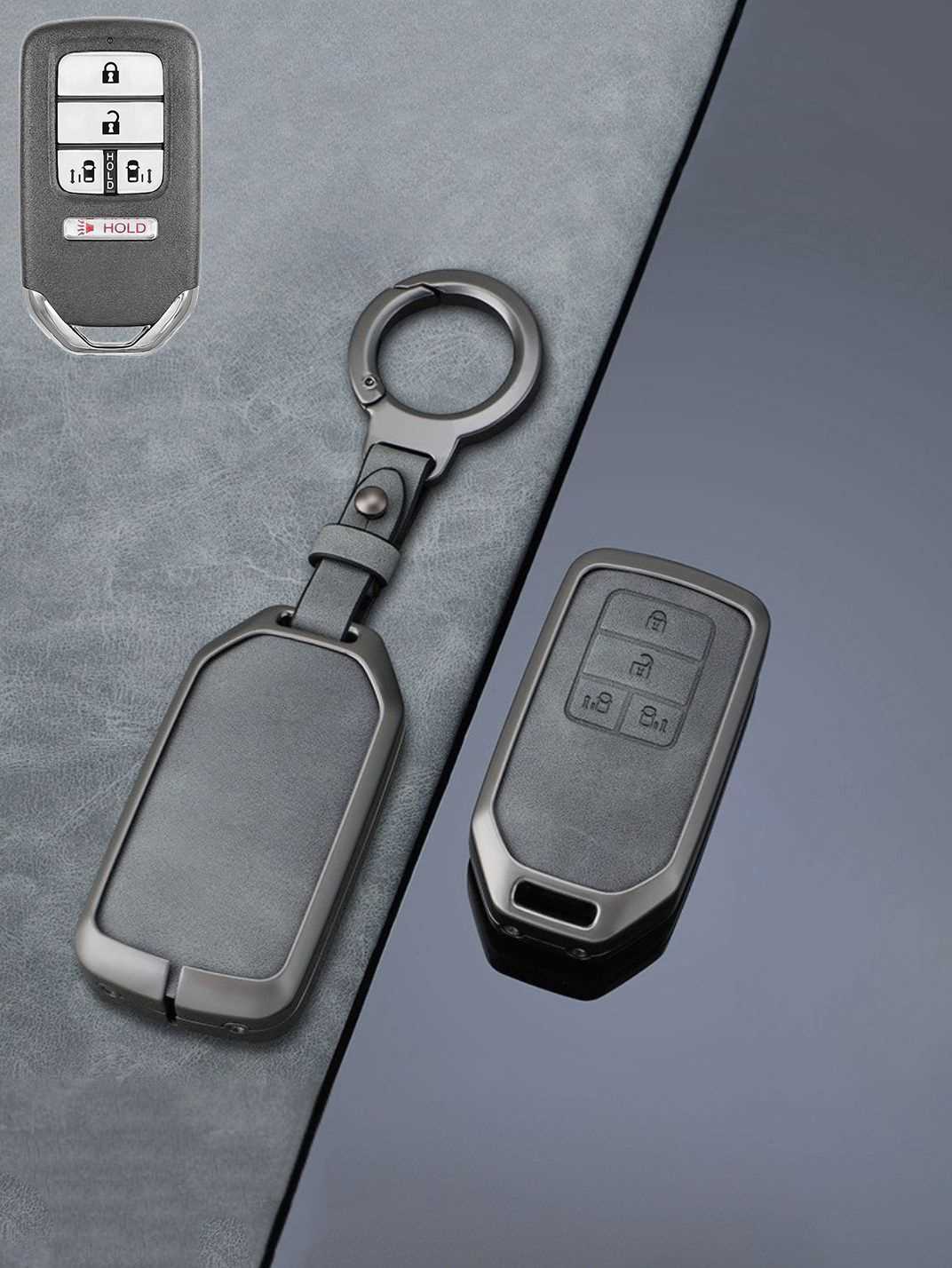 Vintage Leather Metal Alloy Honda Key Cover