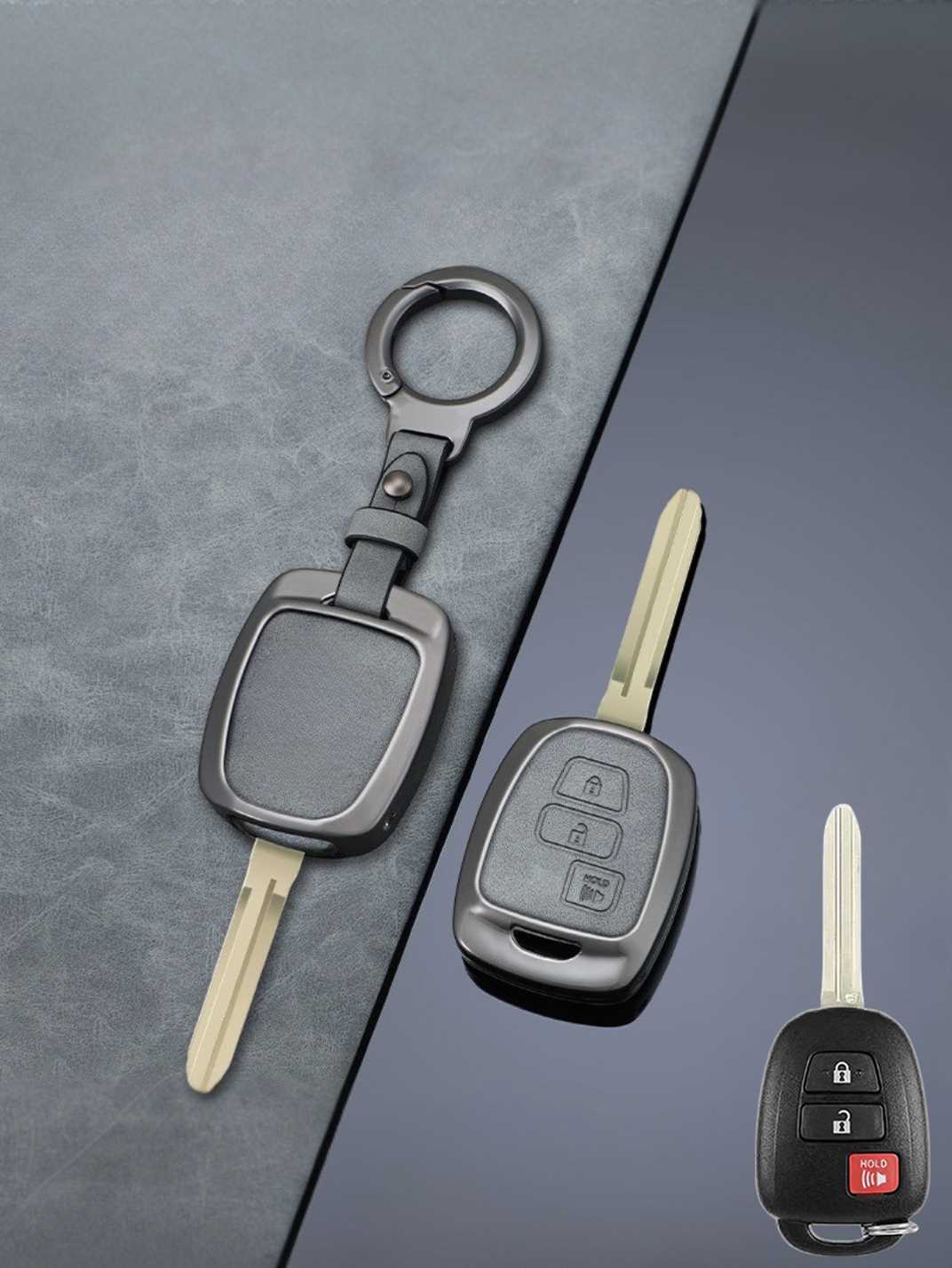 Vintage Leather Metal Alloy Toyota Key Cover