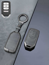 Vintage Leather Metal Alloy Honda Key Cover