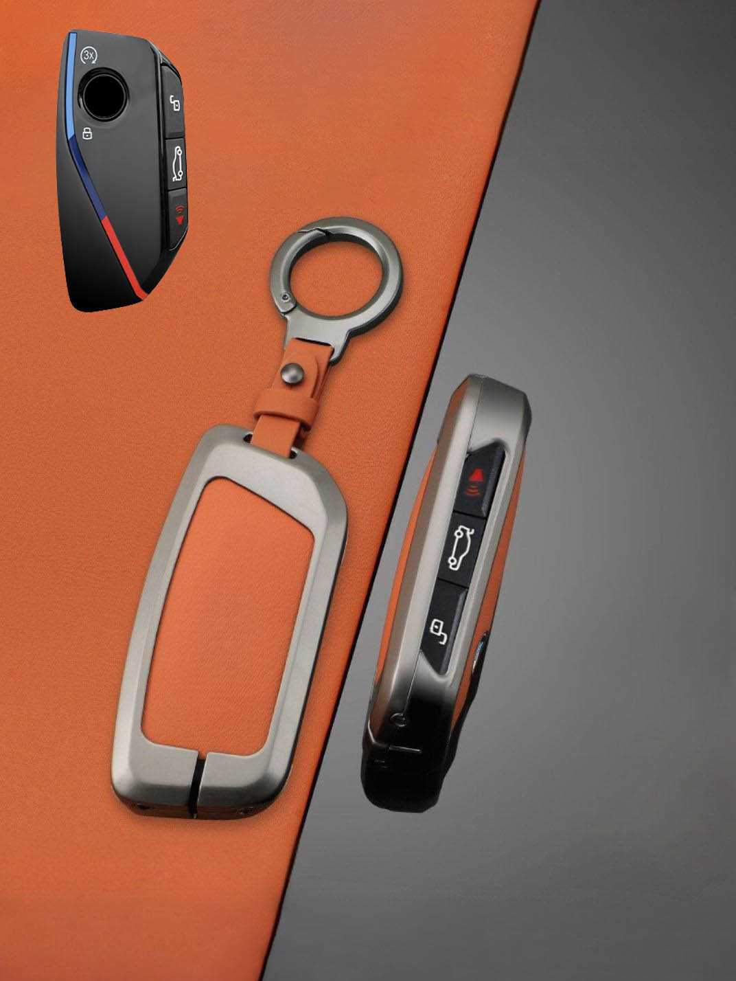 BMW Key Genuine Leather & Metal Frame