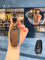 Audi Key Genuine Leather & Metal Frame Cover