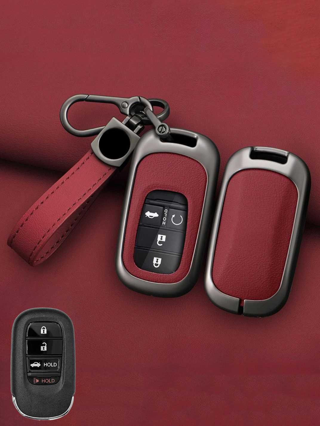 Honda Key Genuine Leather & Metal Frame