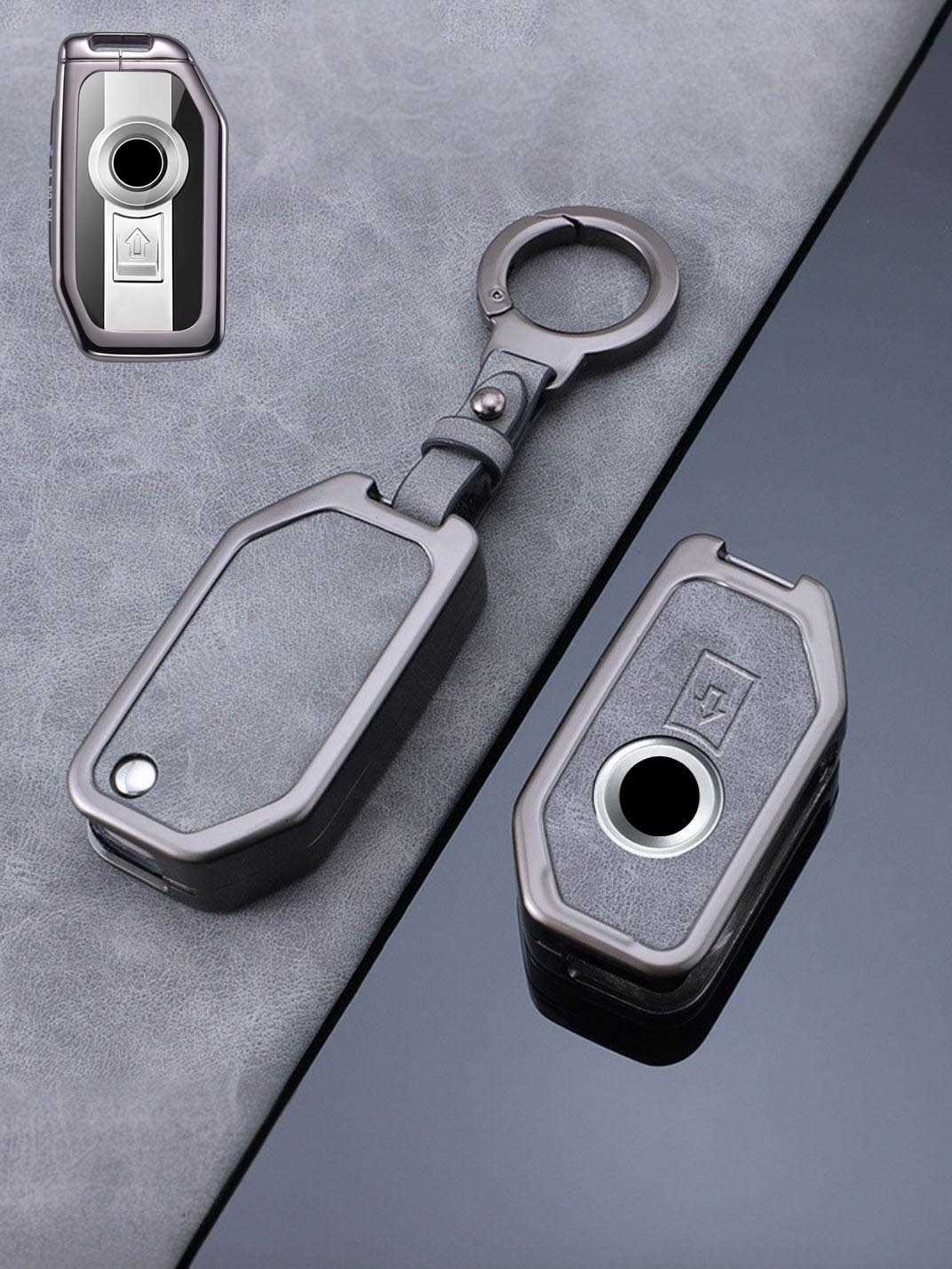 Vintage Leather & Metal Alloy BMW Motorcycle Key Cover