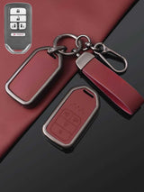 Vintage Leather Metal Alloy Honda Key Cover