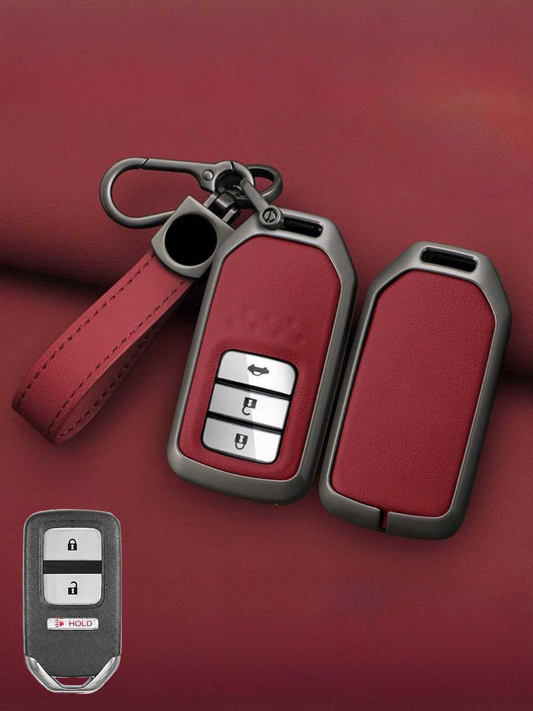 Honda Key Genuine Leather & Metal Frame