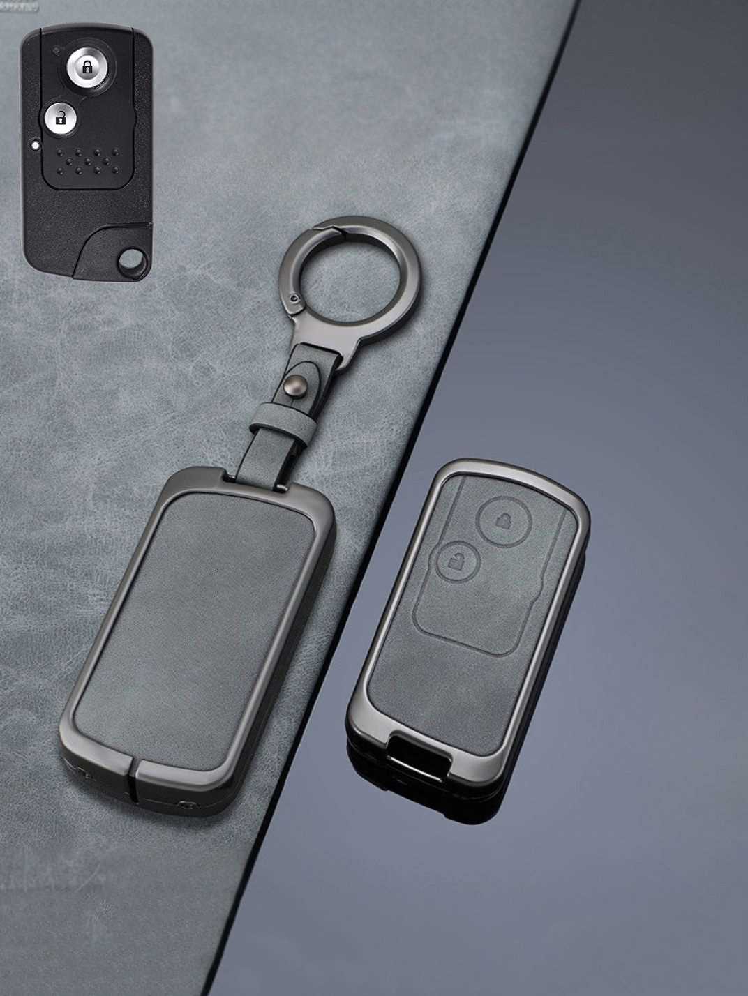 Vintage Leather Metal Alloy Honda Key Cover