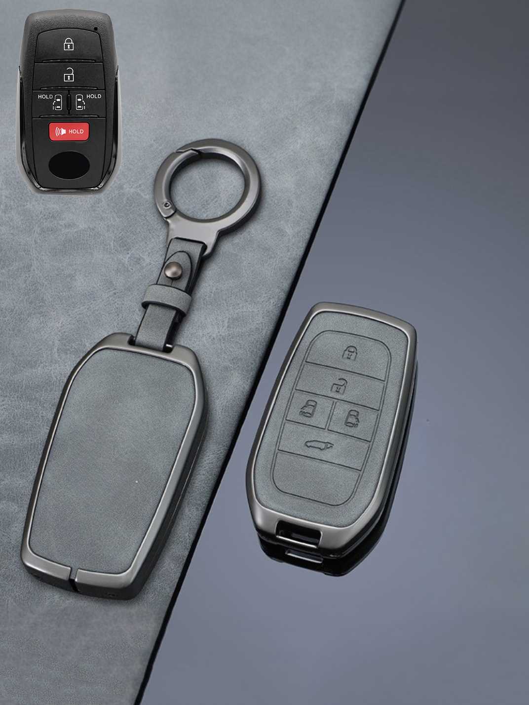 Vintage Leather Metal Alloy Toyota Key Cover