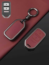 Vintage Leather Metal Alloy Honda Key Cover