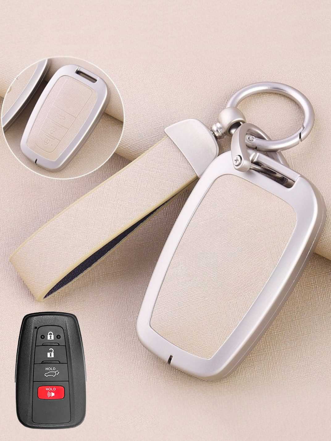 Toyota Key Fob Cover with Leather & Metal Frame