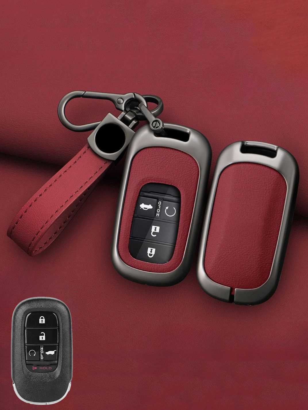 Honda Key Genuine Leather & Metal Frame