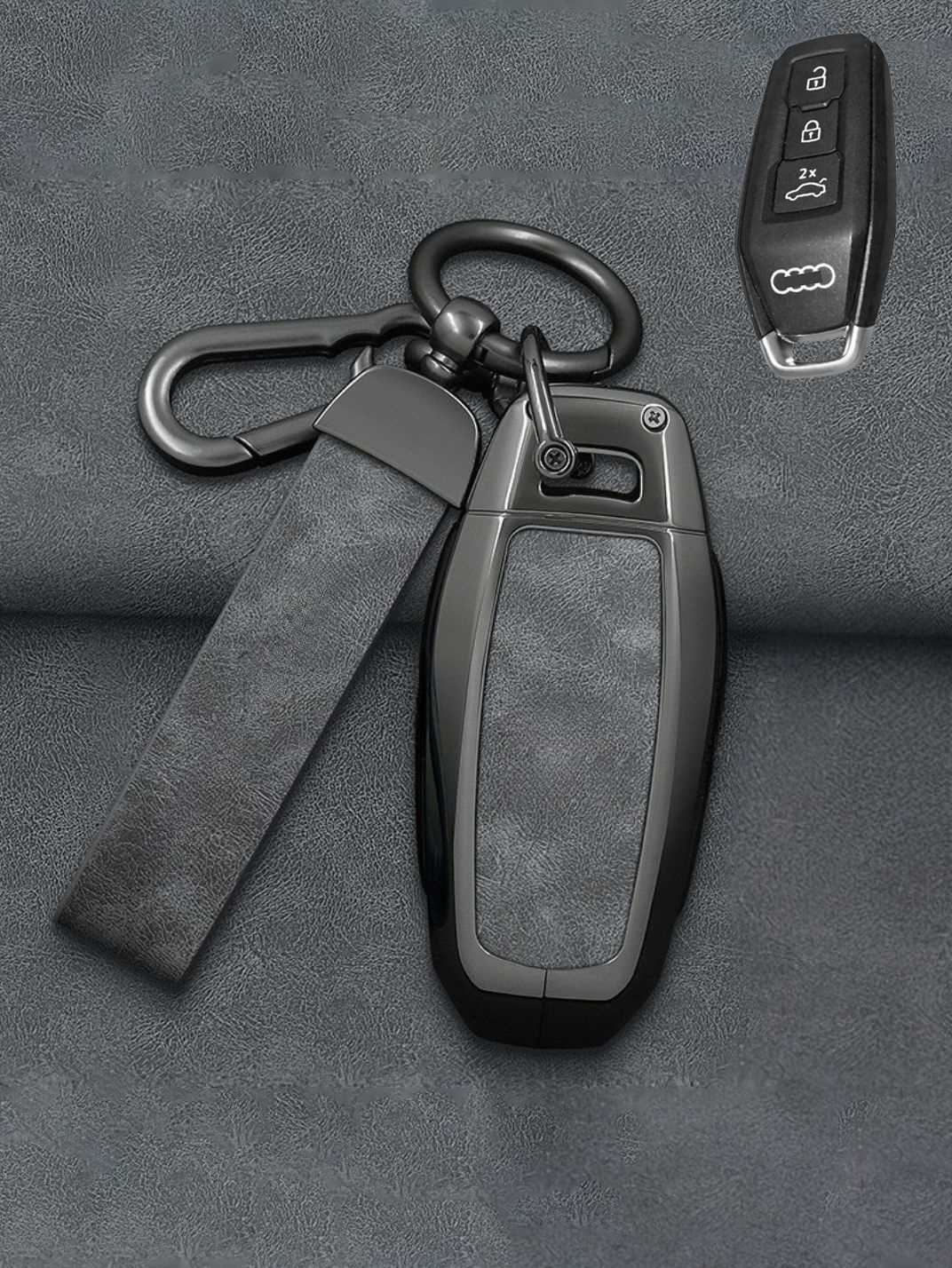 Vintage Leather & Metal Alloy Audi Key Cover