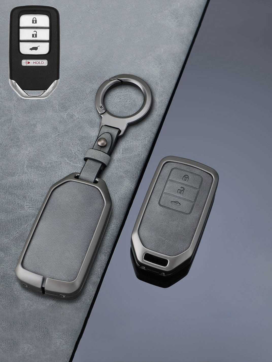 Vintage Leather Metal Alloy Honda Key Cover