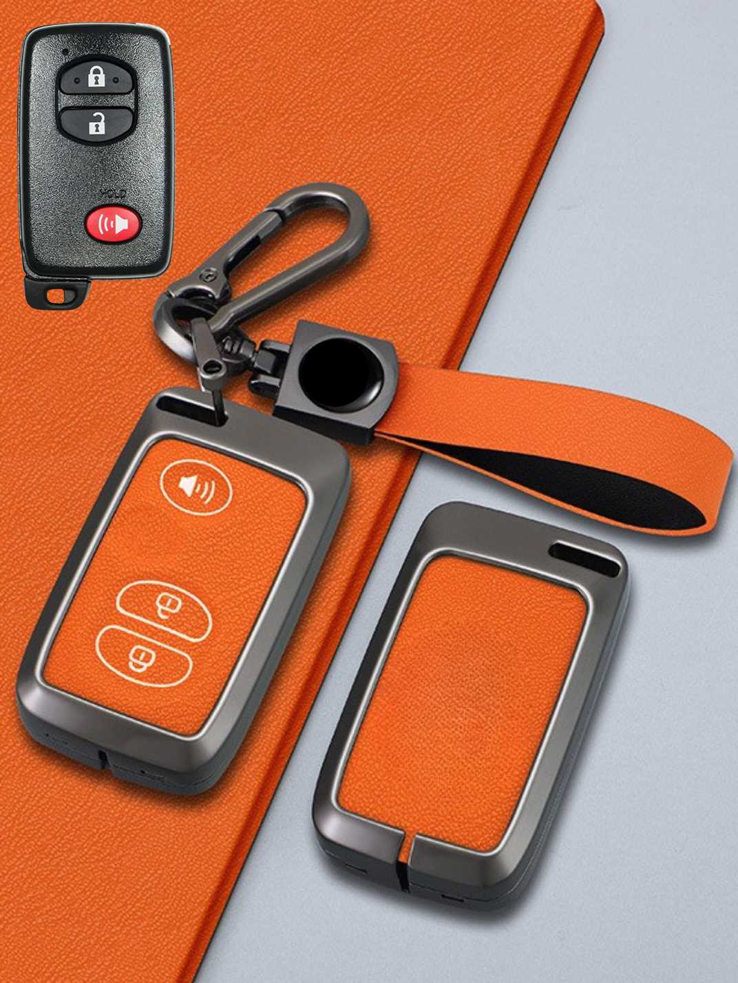 Toyota Key Genuine Leather & Metal Frame