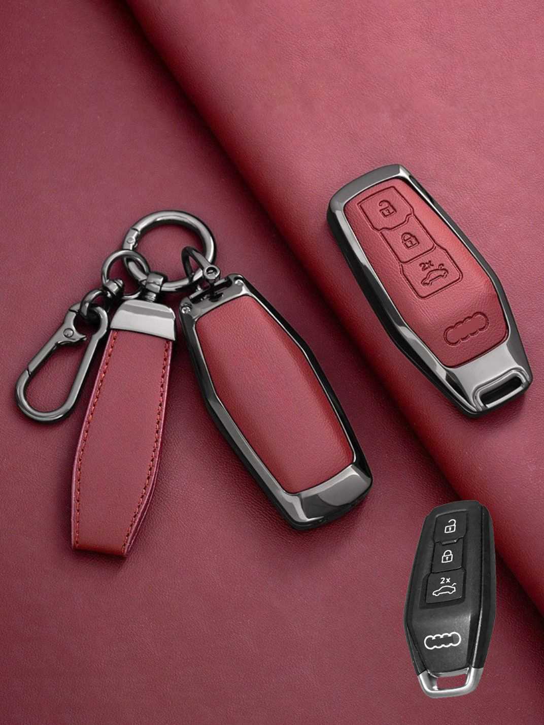 Audi Key Genuine Leather & Metal Frame Cover