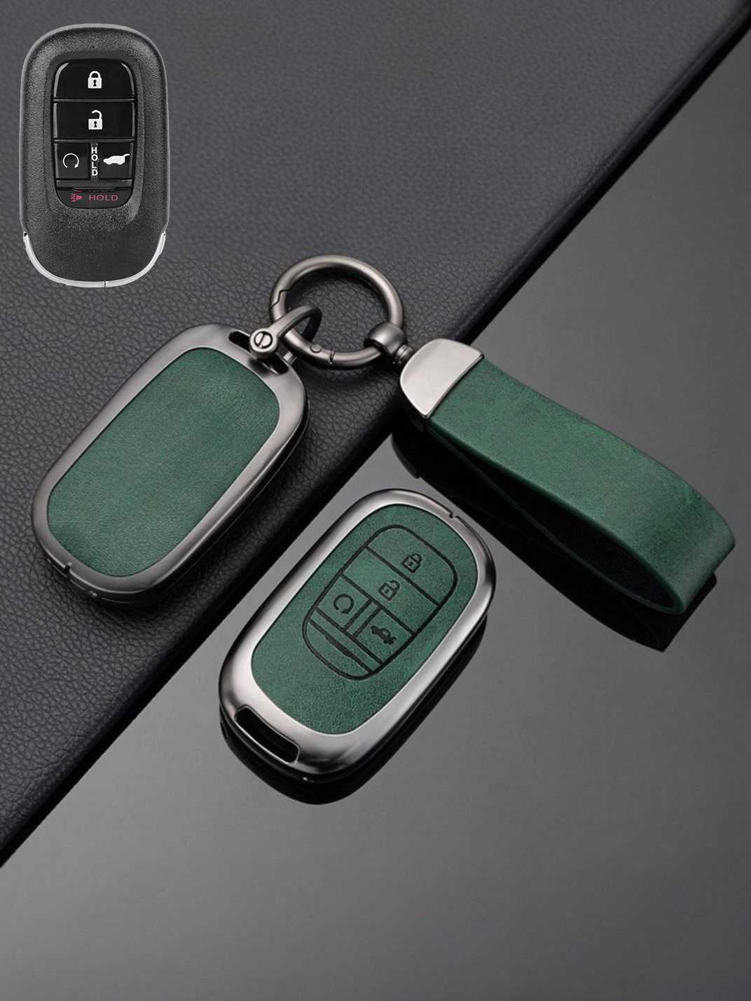 Honda Key Genuine Leather & Metal Frame