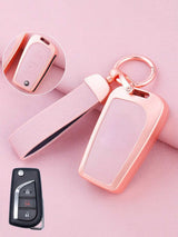 Toyota Key Fob Cover with Leather & Metal Frame