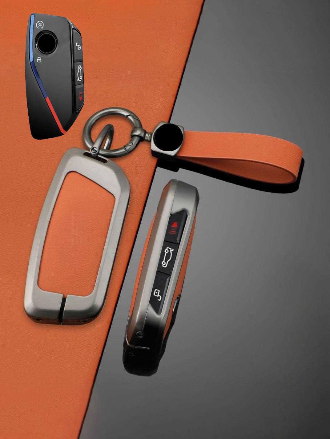 BMW Key Genuine Leather & Metal Frame