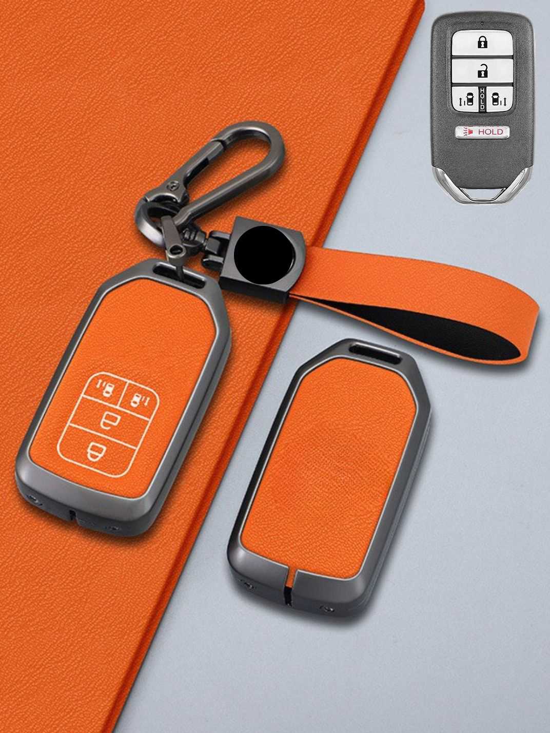 Honda Key Genuine Leather & Metal Frame